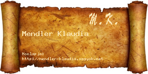 Mendler Klaudia névjegykártya